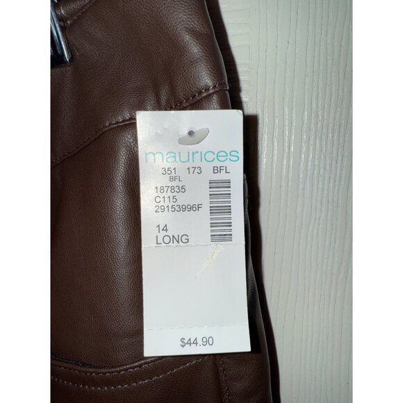 NWT Maurice’s Plus Size Perfect Brown Faux Leather Skinny High Rise Pant Size 14 - Picture 5 of 10